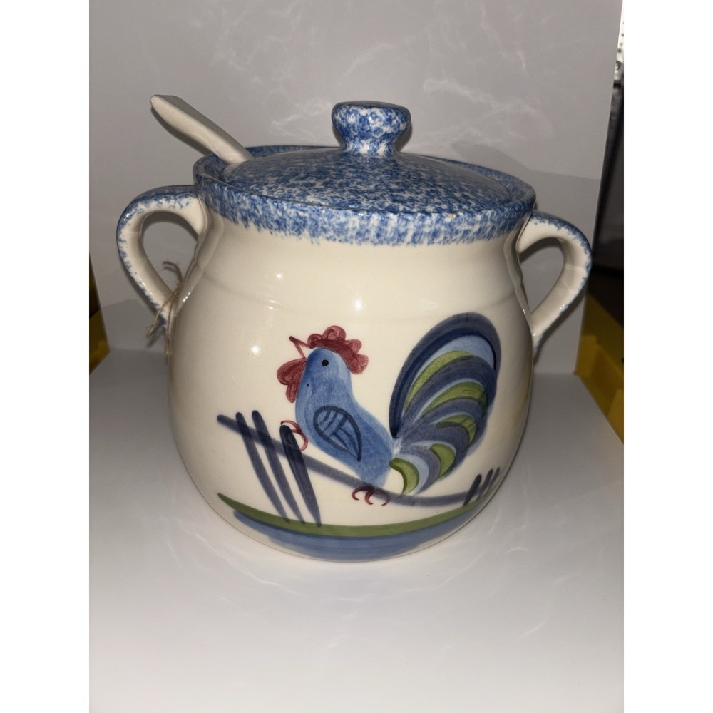 Vintage Farmhouse Style Soup Tureen w/Ladle White Ceramic California Pottery USA